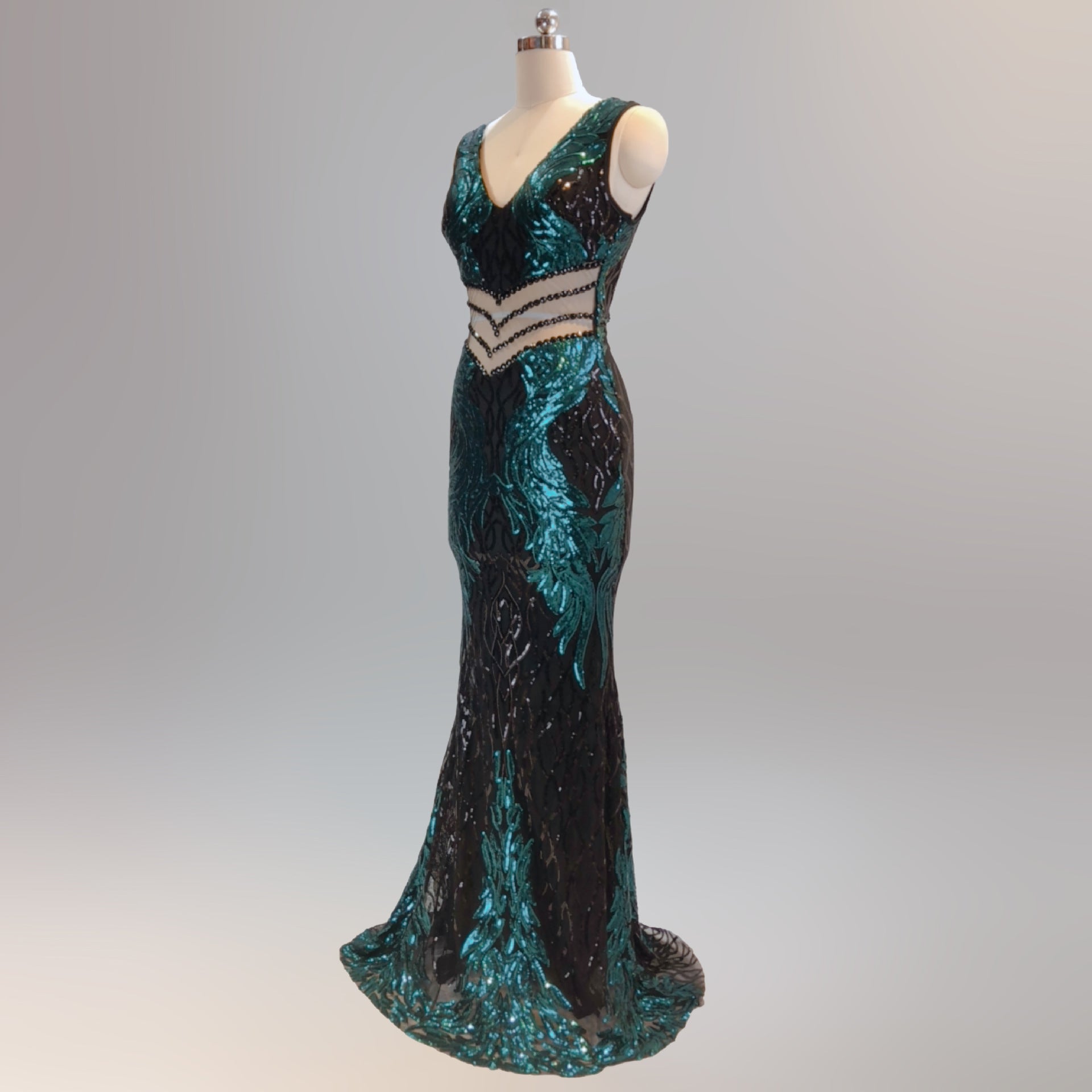 Sequin Slim Deep V Flower Women's Party Evening Dress 30