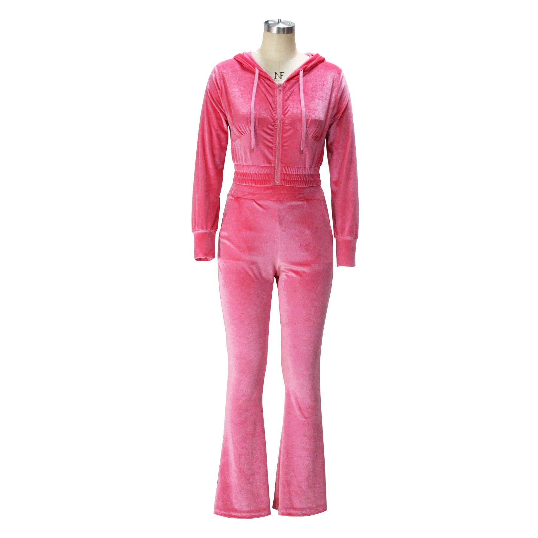 Spring And Autumn Women's Fashion Casual Zipper Sexy Tracksuit Hoodies Pants Two-Piece Set 8