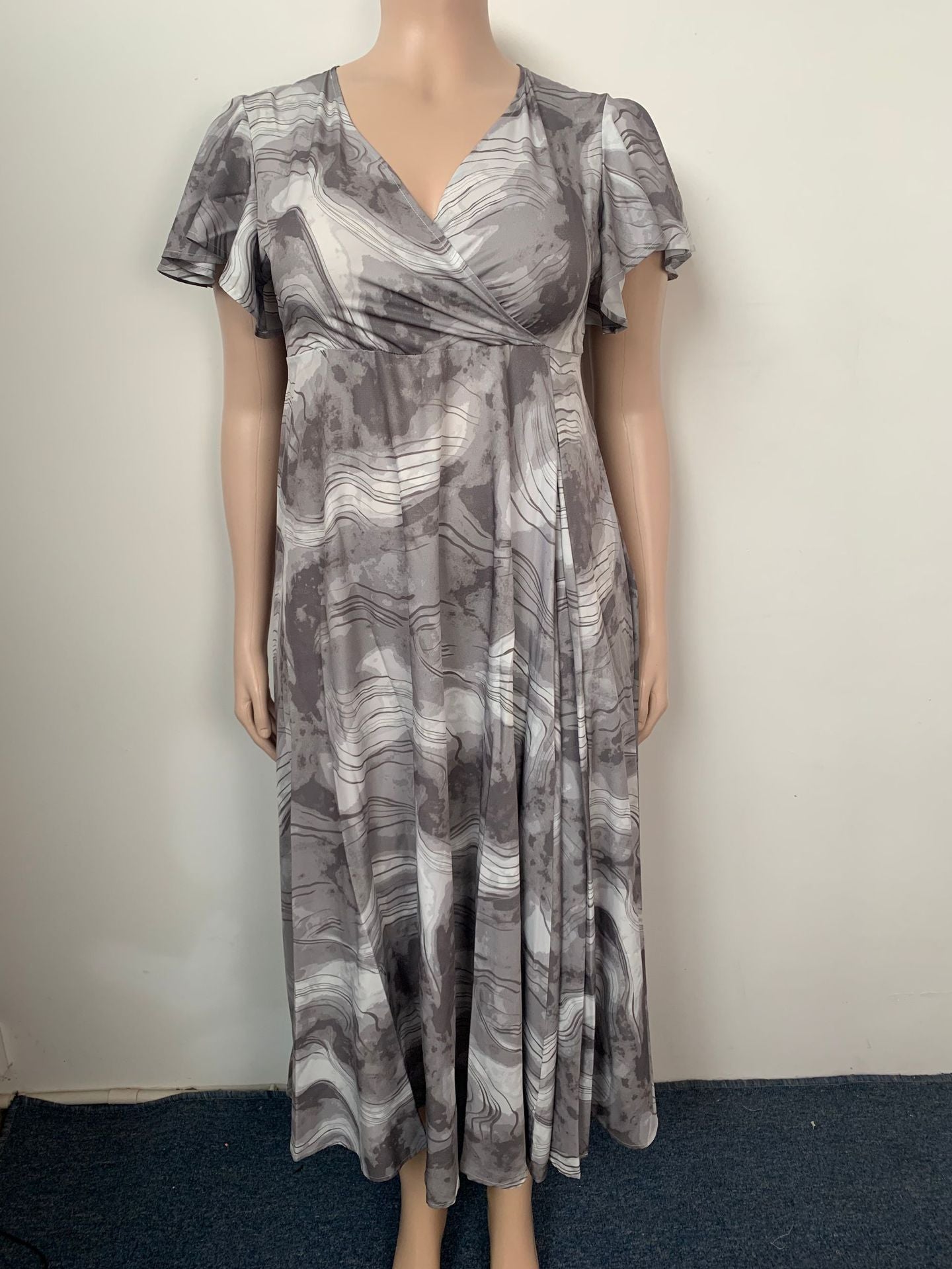 Plus Size Women Spring Summer Casual Elegant Holidays Printed Maxi Dress 9