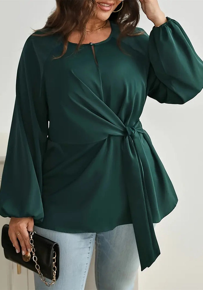 Plus size Women lace long sleeve Lace-Up Shirt