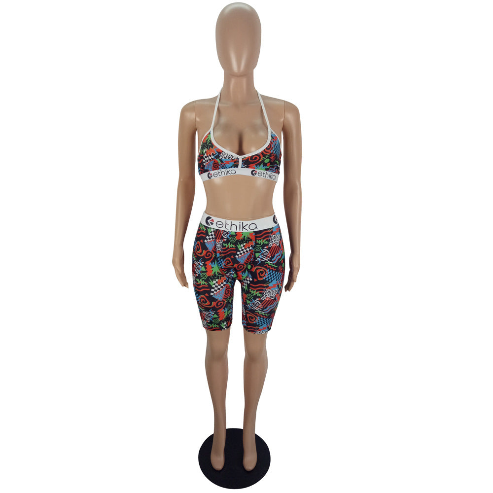 Women summer camouflage vest sports Top and Shorts Casual two-piece set 23