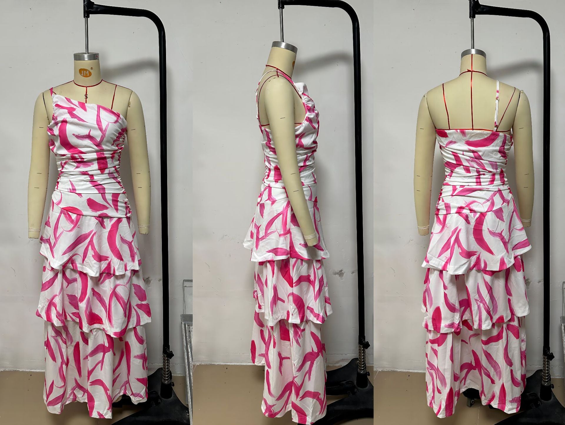 Women Summer One-shoulder strap print dress 6