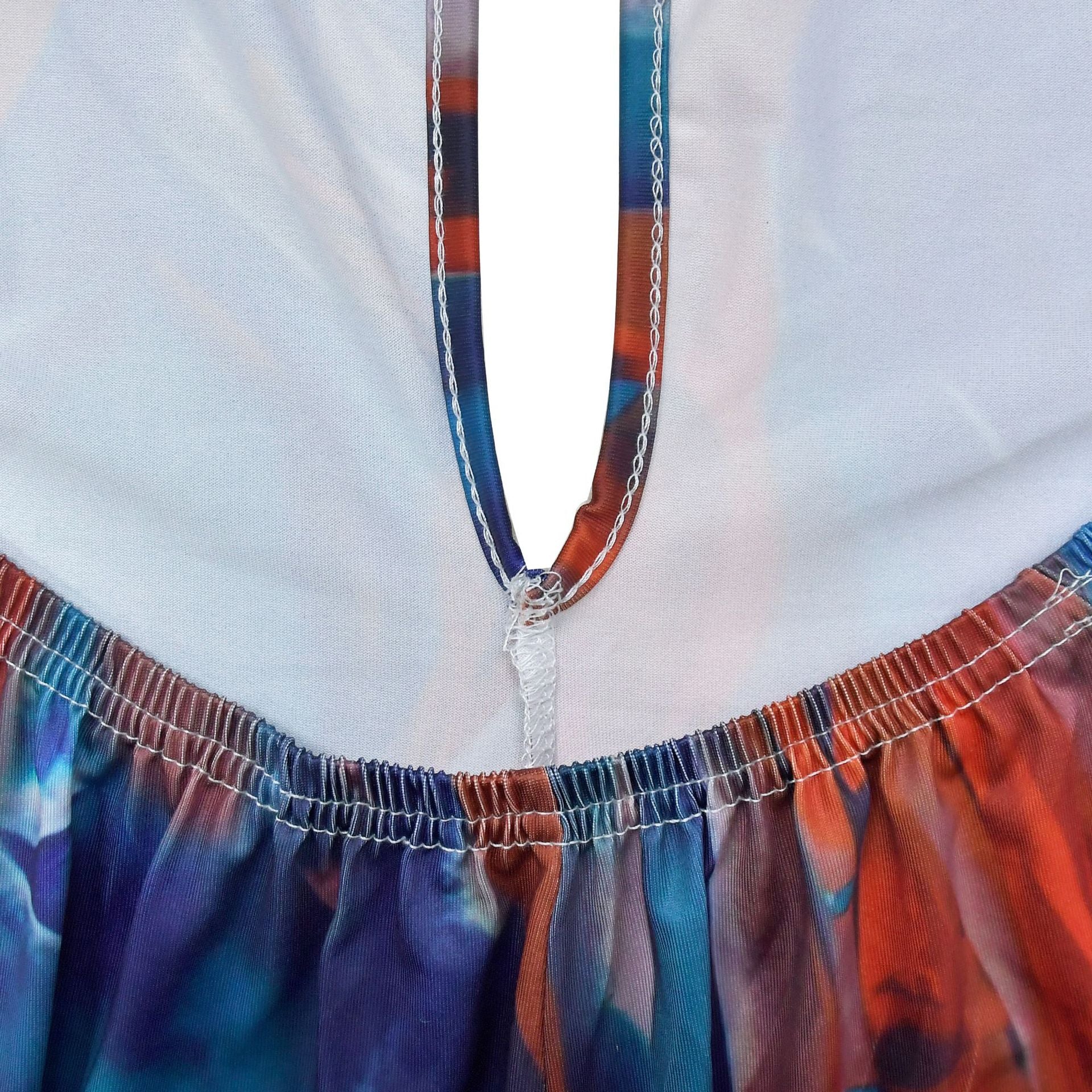 Women Printed Sleeveless V Neck Color Block Backless Jumpsuit 19