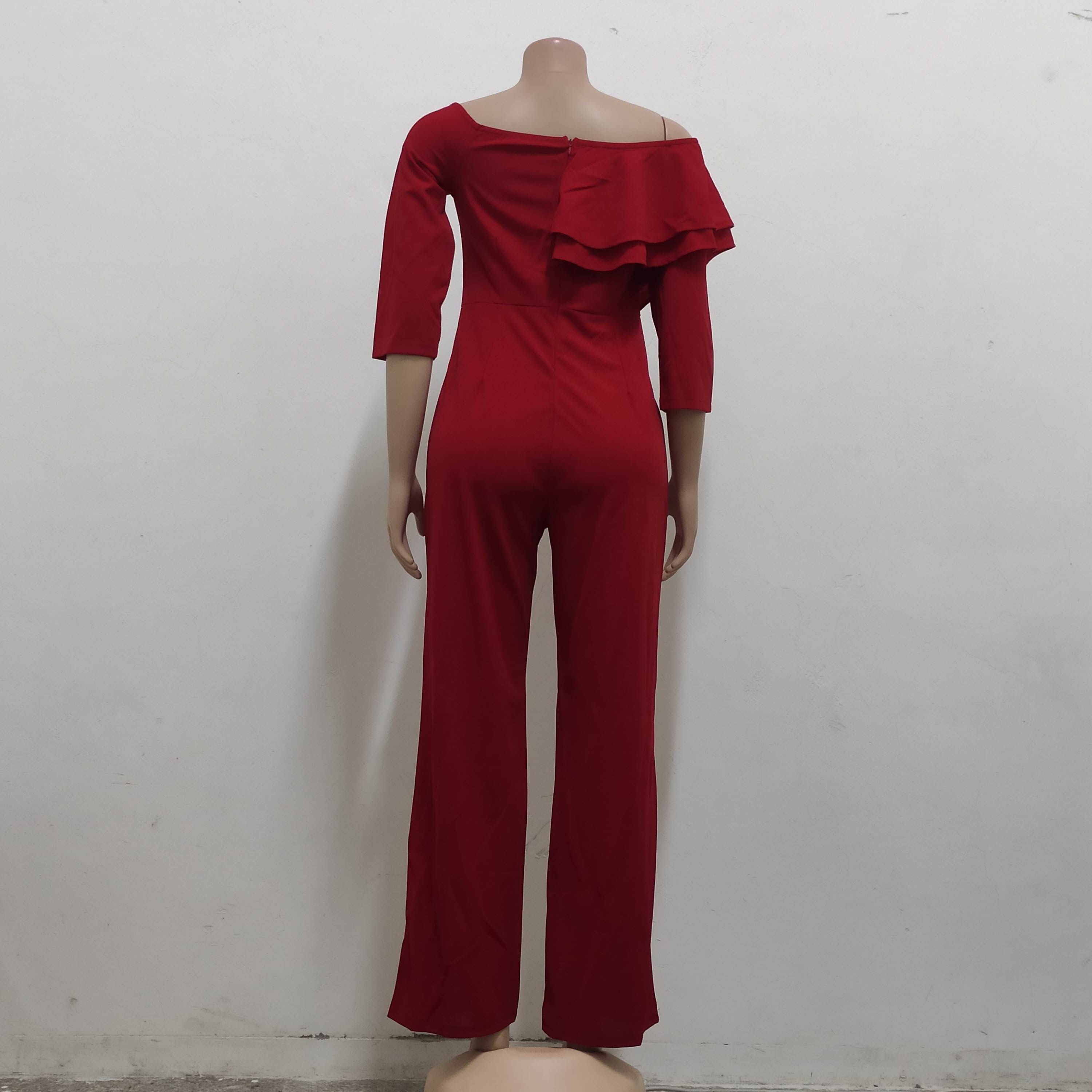 Women Sexy Off Shoulder Ruffle Jumpsuit 14