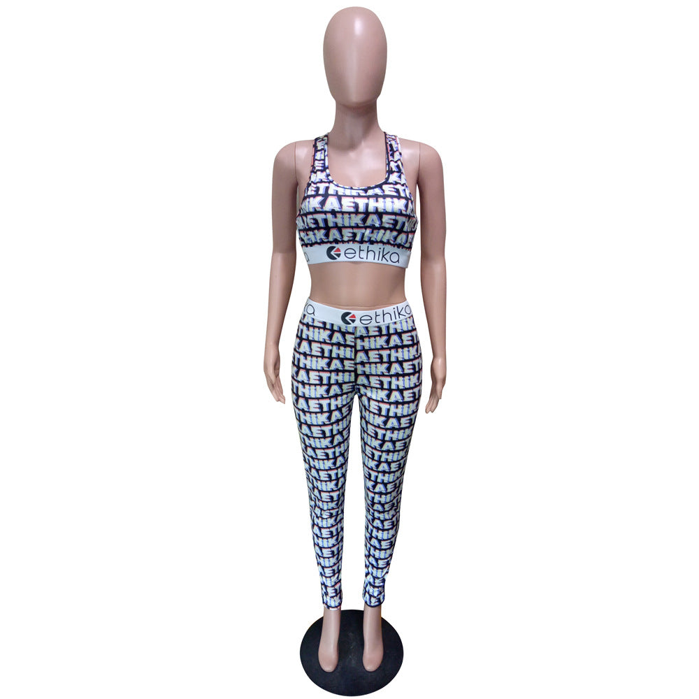 Women Summer Tank Top and Trousers Two-piece Set 16