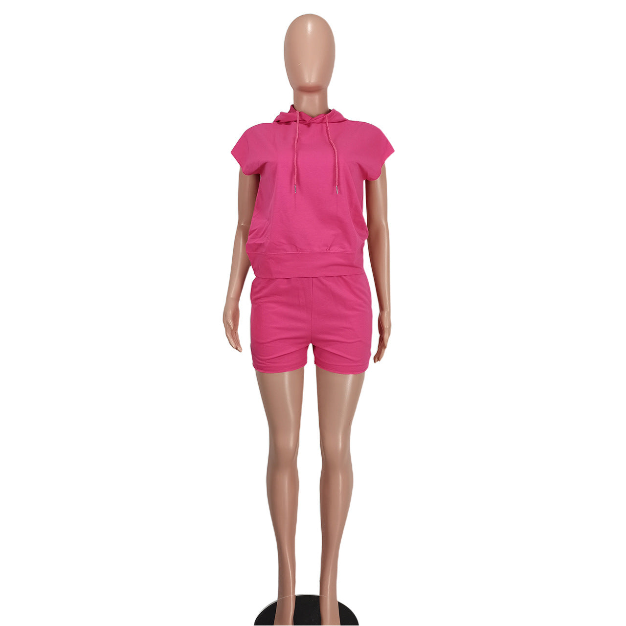 Women's Fashion Casual Sport Hooded Short Sleeve Two-Piece Shorts Set Women's Clothing 19