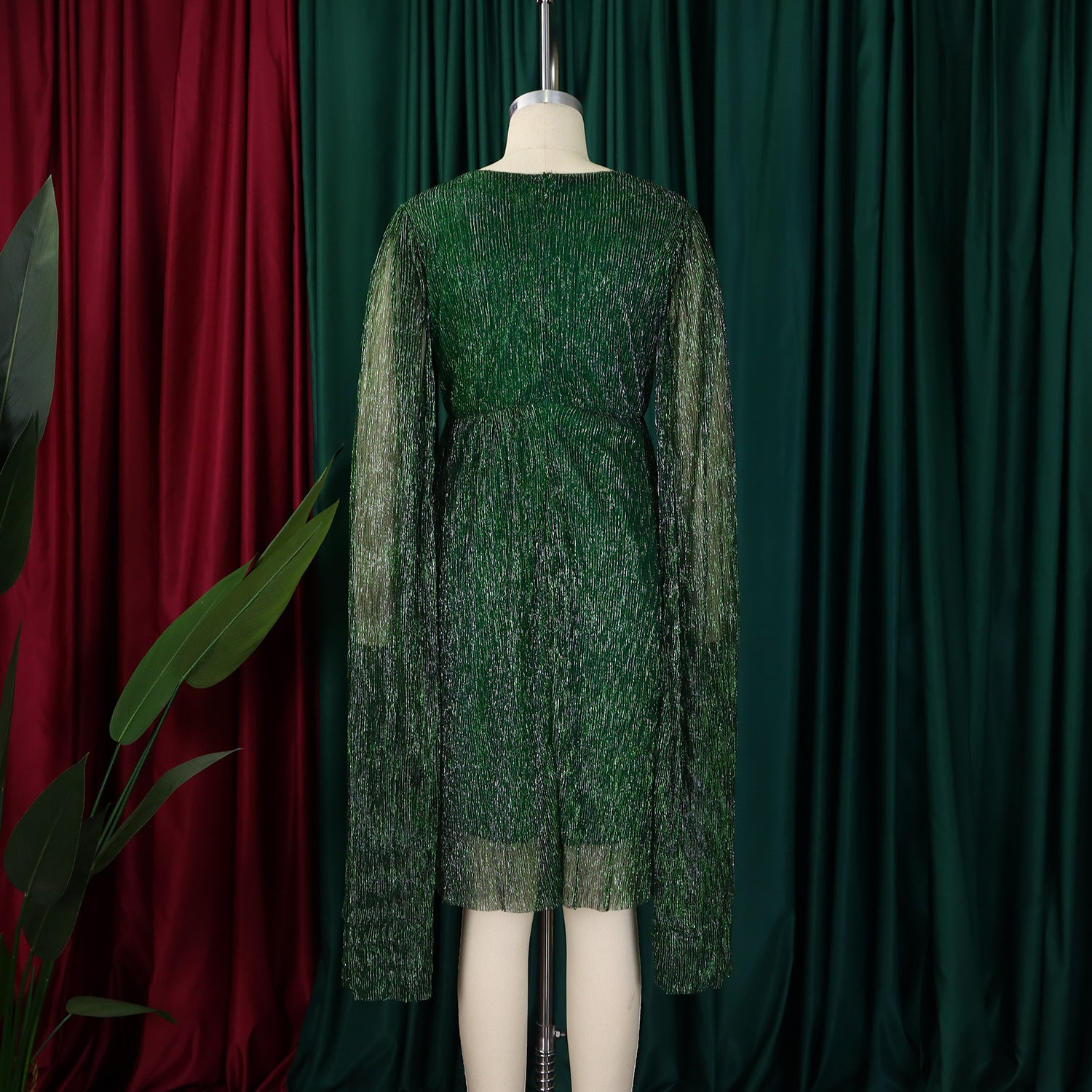 Women's Winter Fashion Chic Elegant V-Neck Long Sleeve Africa Evening Dress 23