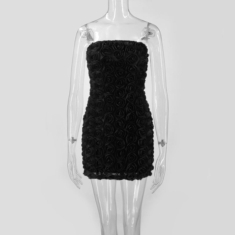 Women Sexy Floral Strapless Bodycon Dress 11