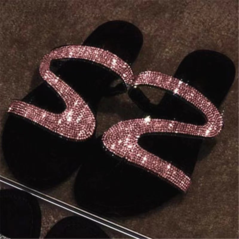 Plus Size Flat Sandal Flip flops Z-line Rhinestone Clip Toe Casual Outdoor Wear Beach Women's Shoe 15