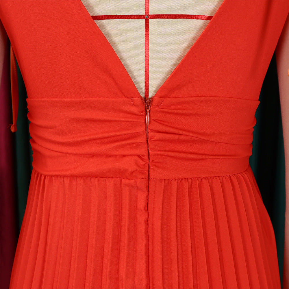 Summer Lace-Up Strap Low Back Sexy Gradient Color Long Dress 13