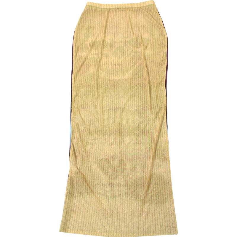 Women Winter Street Mesh Print Bodycon Skirt 10