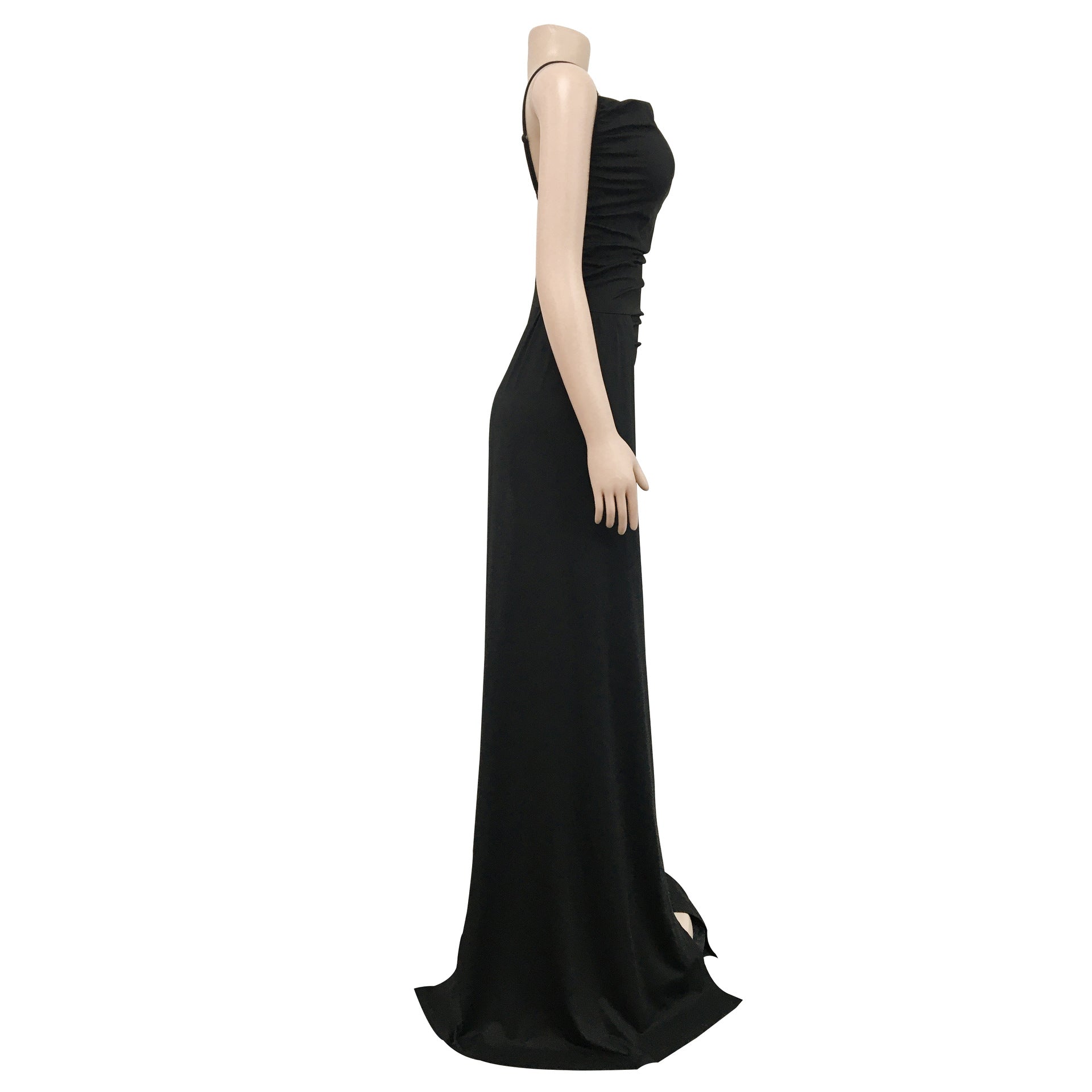 Fashion Women'S Solid Color Strap Backless Slit Evening Dress 20