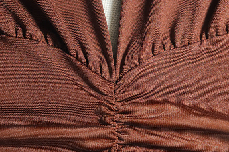 Women Sexy Sleeveless V-Neck Slit Solid Dress 11