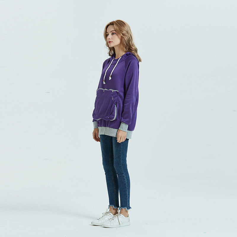 Women Pocket Pet Casual Plush Hoodies Jacket 20