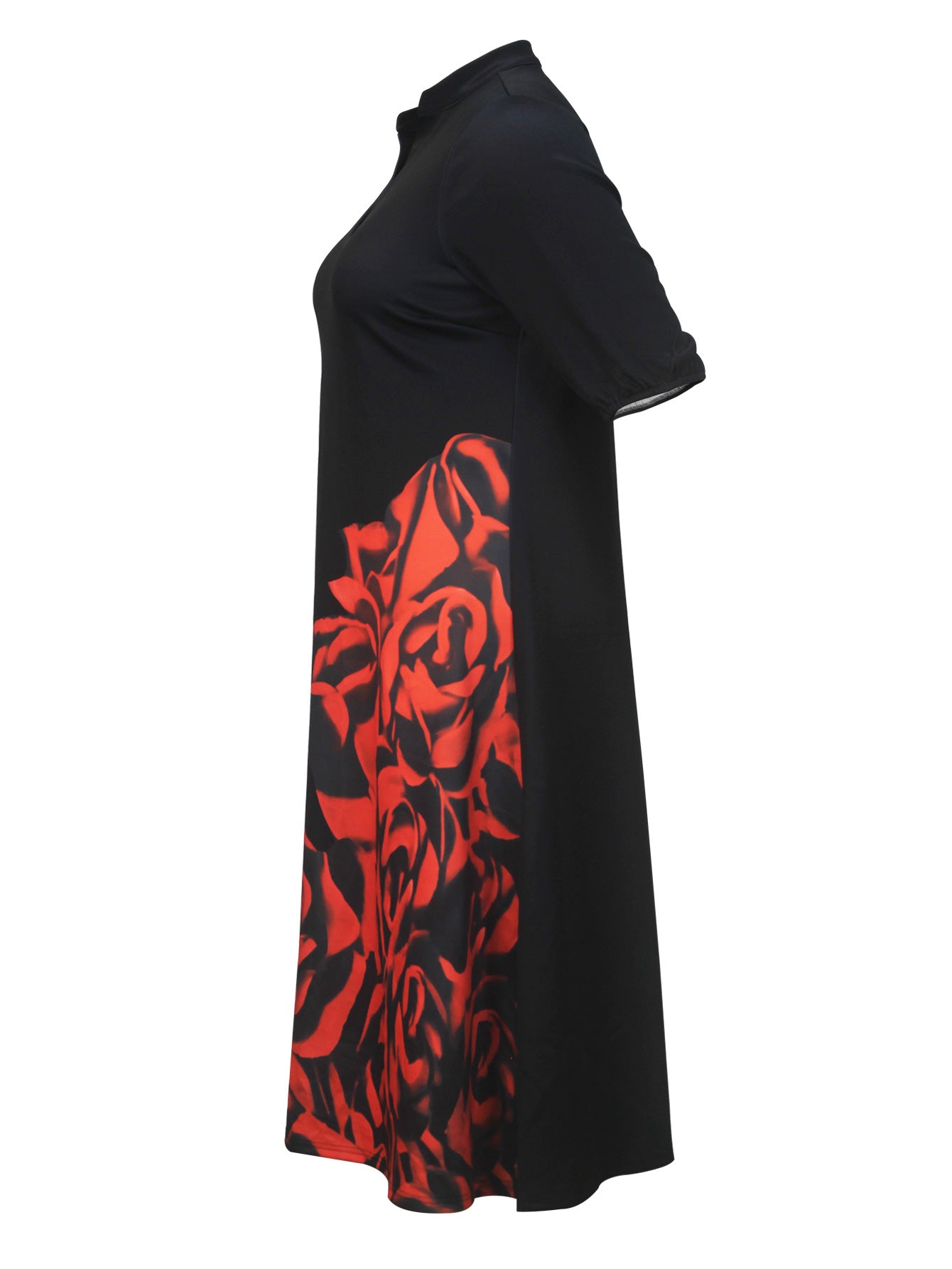 Half Sleeve V-Neck A-Line Plus-Size Dress 8