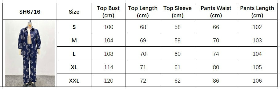 Plus Size African Women Printed Shirt and trousers two-piece set 12