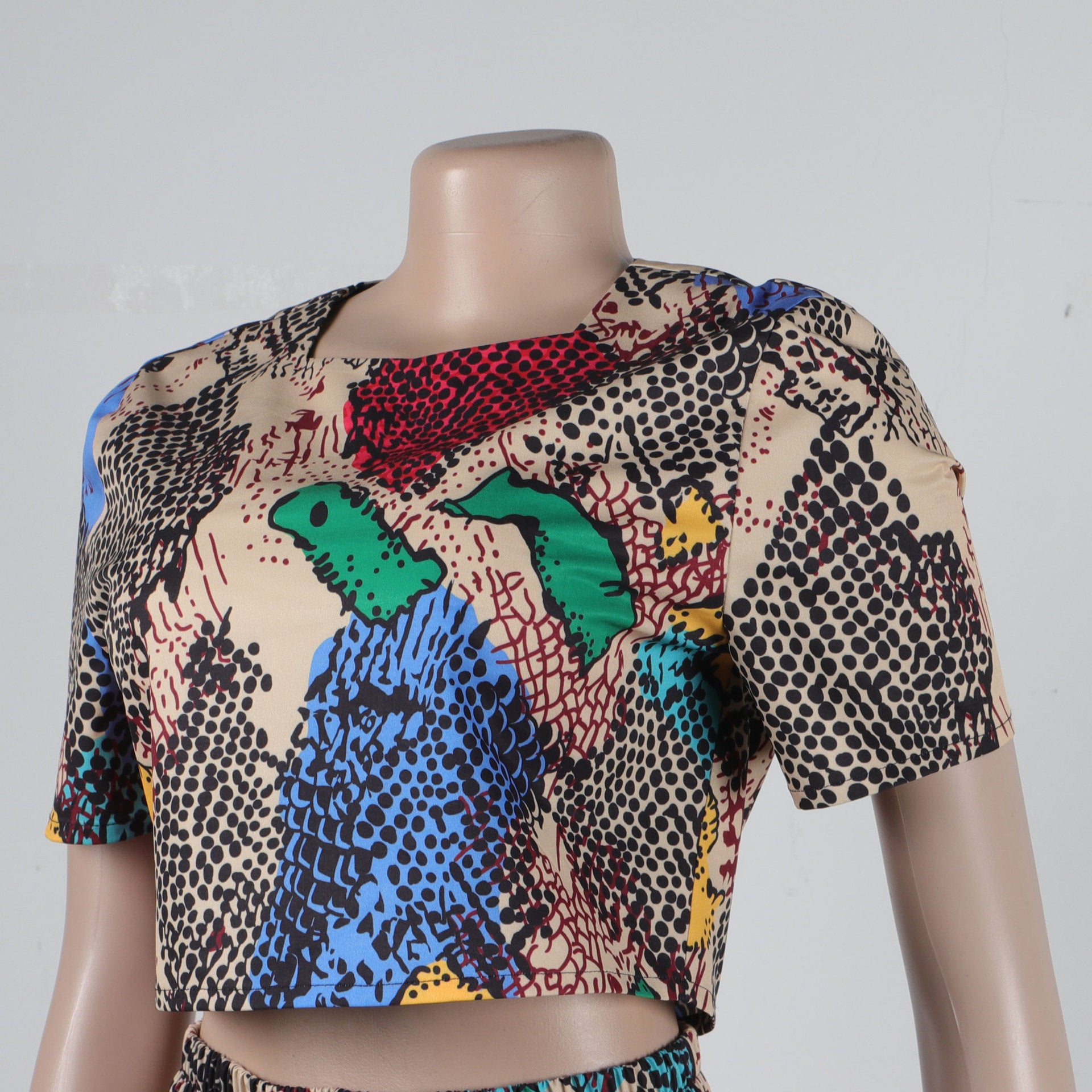 Women Sexy Printed Top and Loose Wide Leg Pants Two-piece Set 20