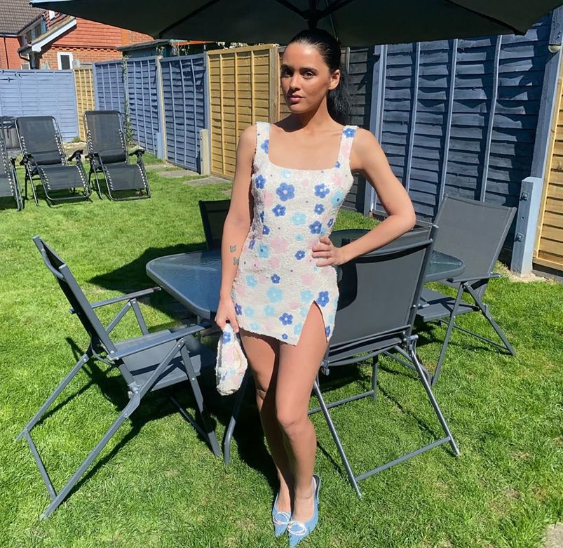 Spring Summer Multi-Color Flower Diamond Plaid Sequin Slit Bodycon Sexy Dress 22