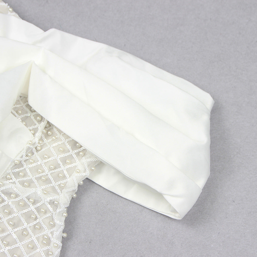 Women Sexy Strapless Beaded Dress 11