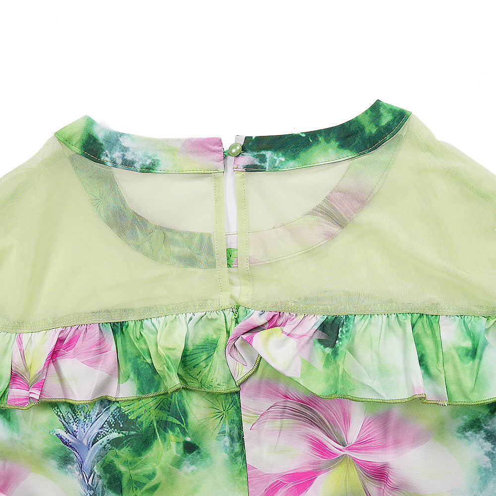 Plus-size African Women ruffled print beaded belt dress 13