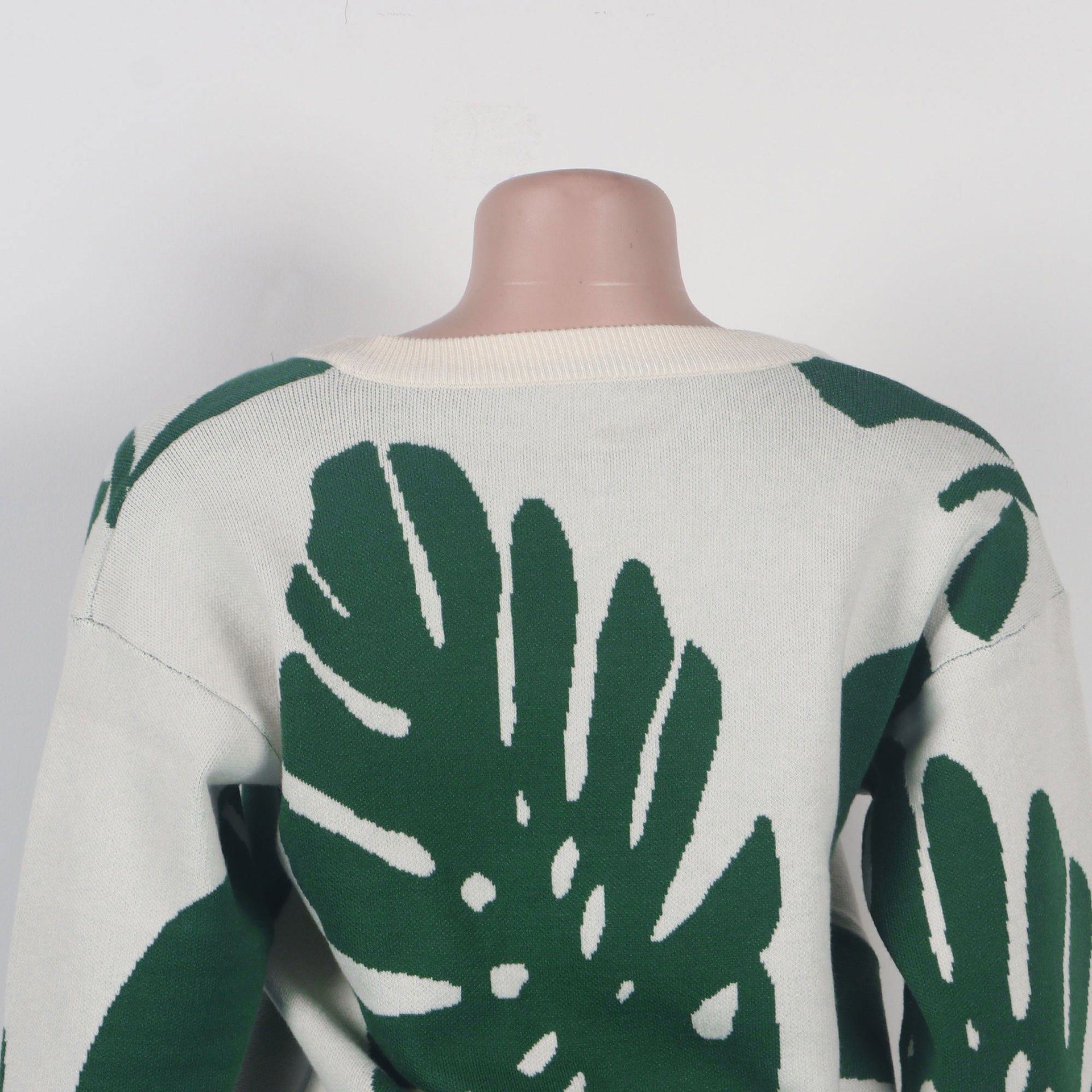 Sexy Leaf V-Neck Pullover Long-Sleeved Sweater Two-Piece Set 19