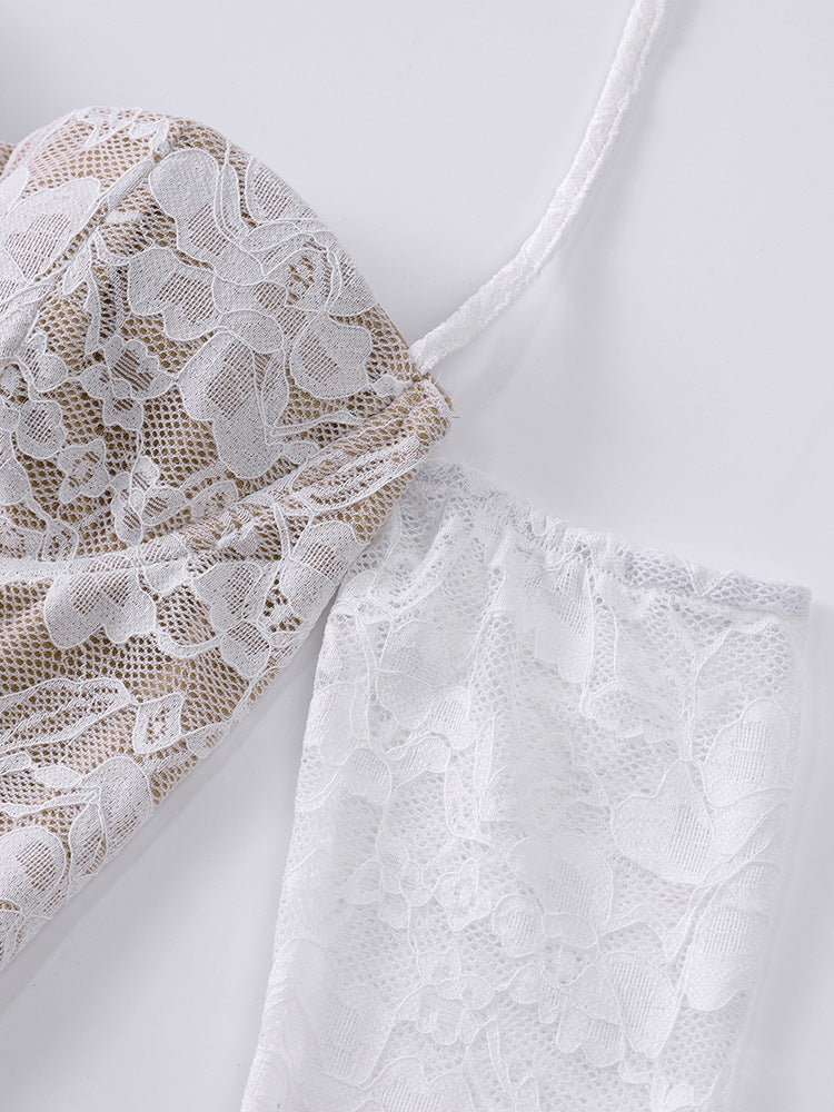 Lace Halter Neck Long-Sleeve Bodycon Mini Dress 8