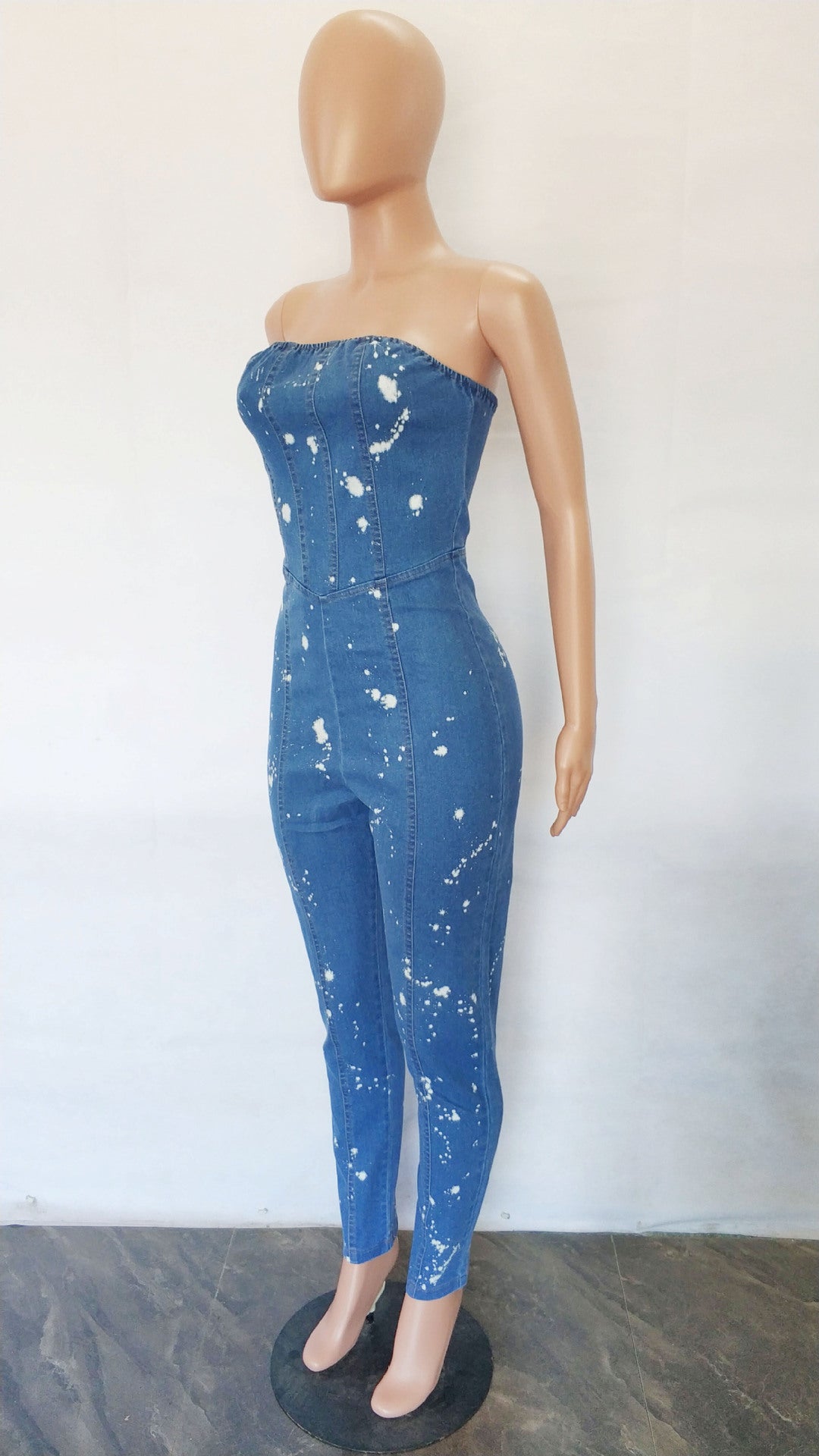 Casual Fashion Strapless Women's Fit Denim Jumpsuit 7