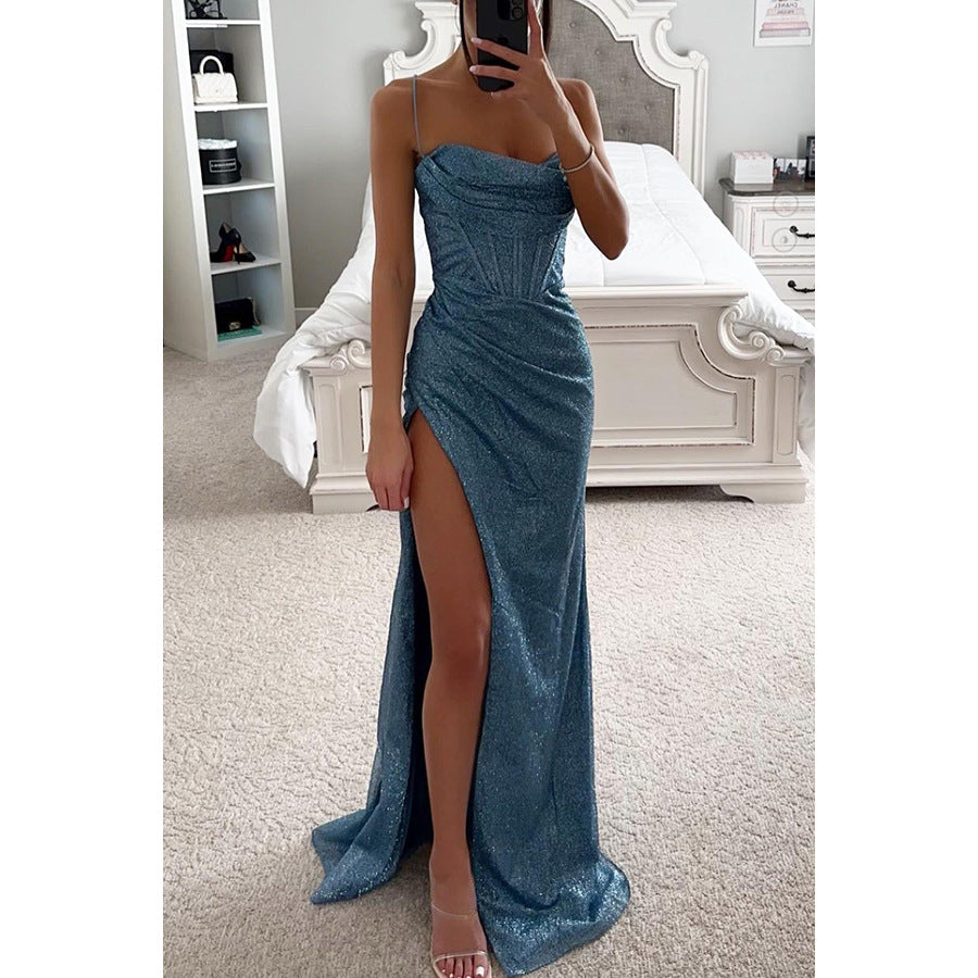 Women Party Strap Loose Casual Slit Dress 7