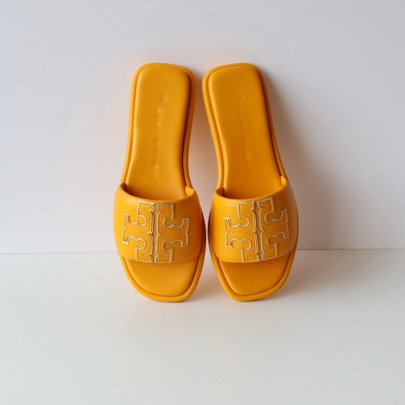 Flat Leather Beach Sandals for Women Summer Outdoor Fashionable Flip Flops 15