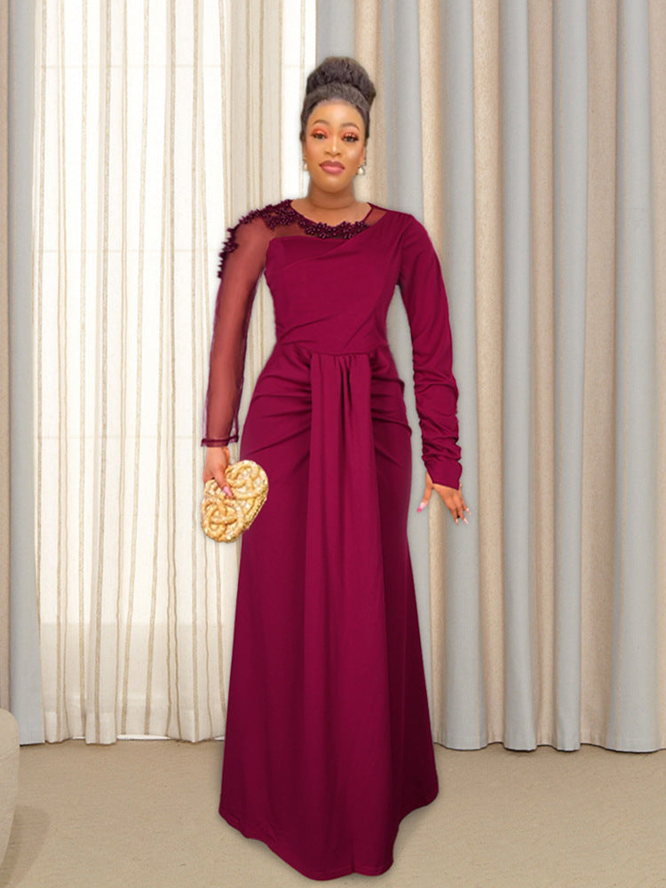 African Women Long Sleeve Formal Party Maxi Dress 5