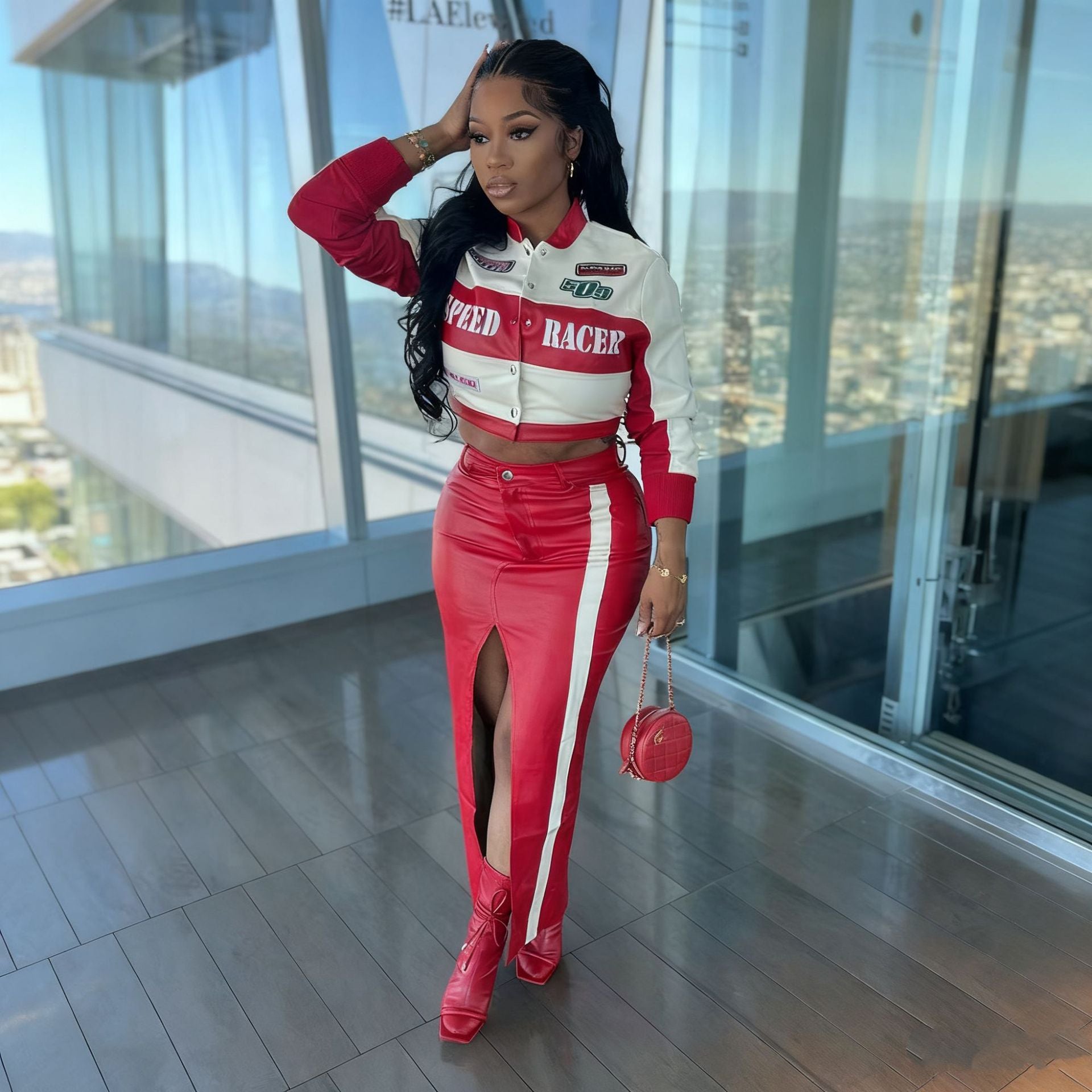 Women's PU Leather Print Jacket 6