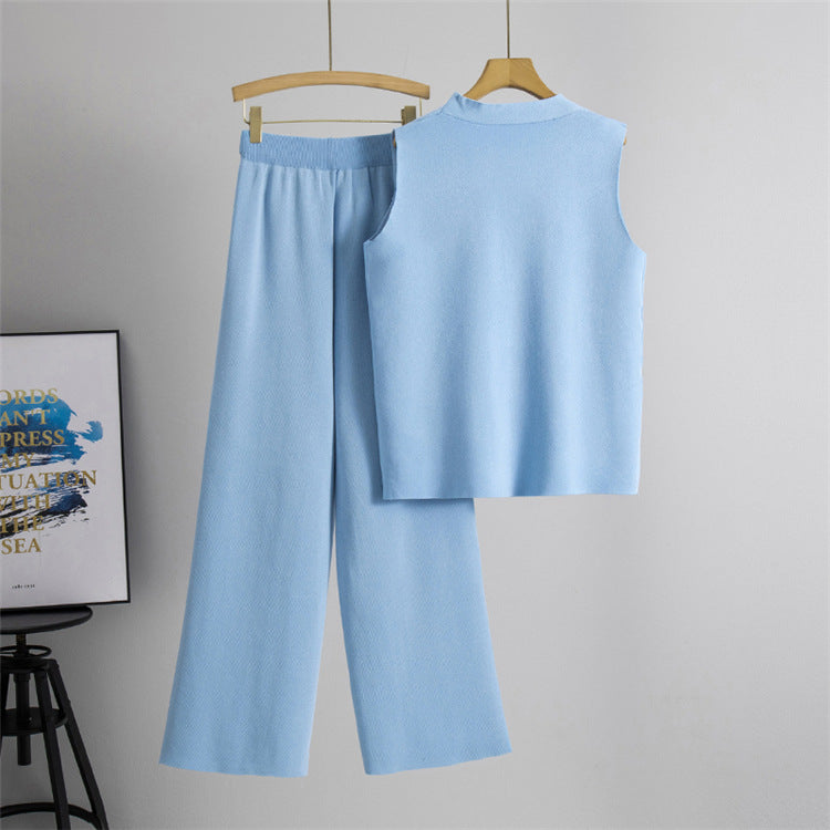 Button V-neck Knitted Vest Casual Pants Fashion Two-piece Suit 15