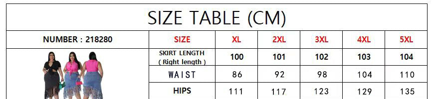 Plus Size Women Fringe Denim Skirt 10