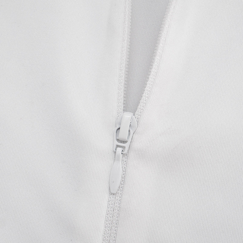 Women Autumn/Winter Stand Collar Zippered Top Shorts with Three-Piece Knee Pads 31