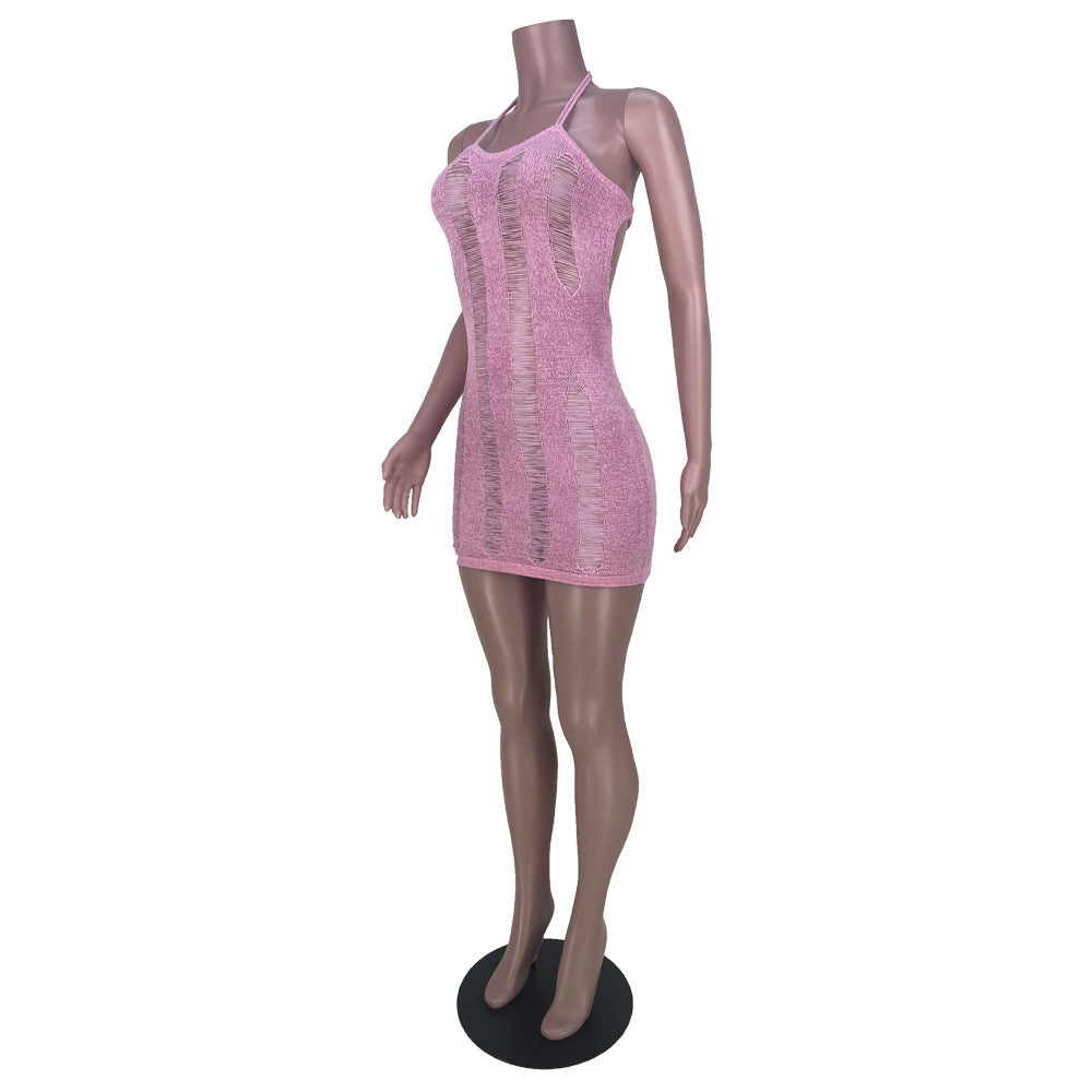 Women Sexy Hollow Sleeveless V-Neck Dress 18