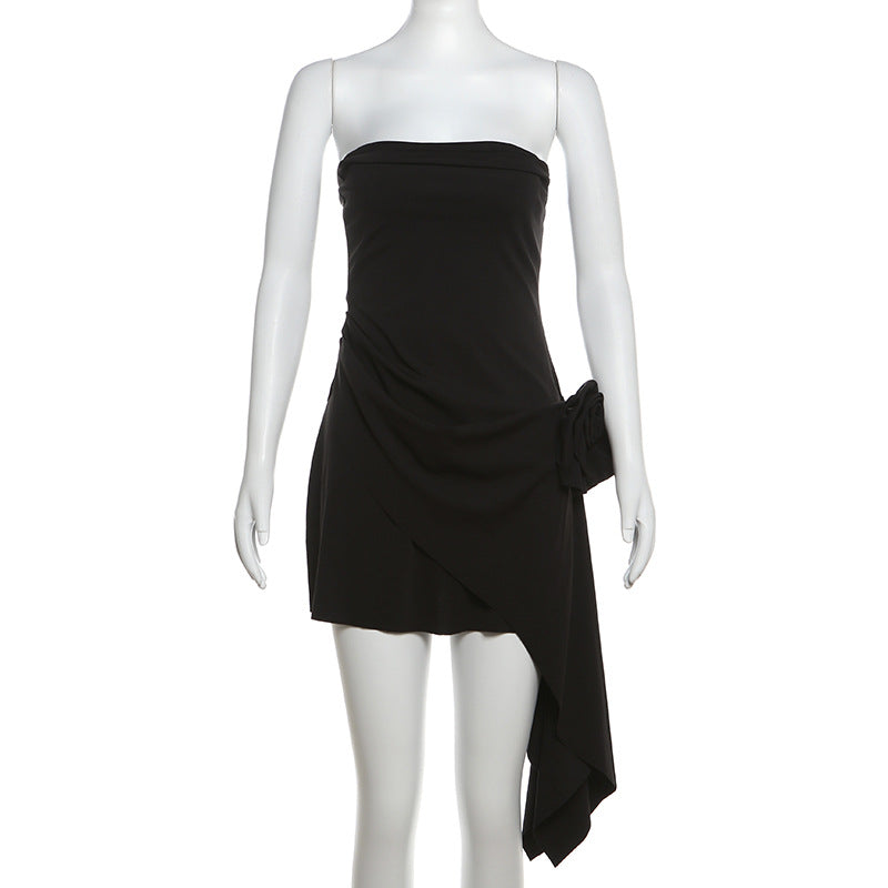 Summer Women floral Solid Backless Strapless Dress 13