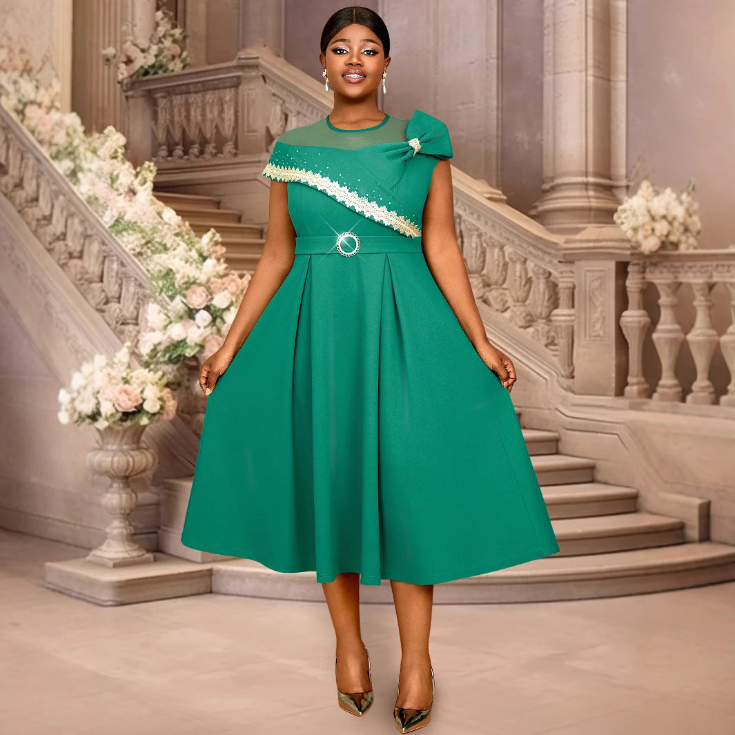 Plus Size Beaded Lace Elegant Slim Fit cocktail party a-line dresses 4