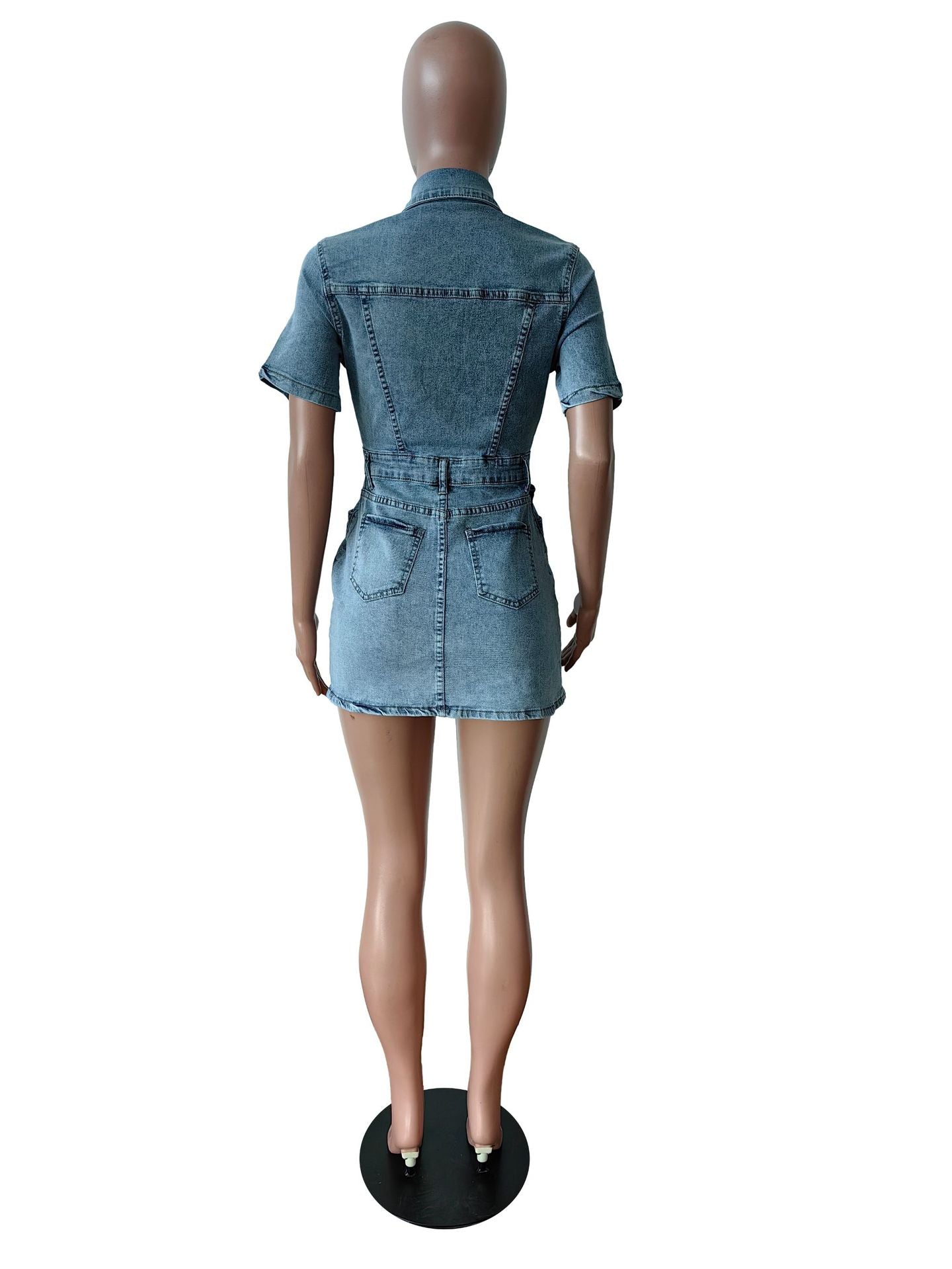Spring/Summer Denim Short Sleeve Fashion Slim Fit Dress 9