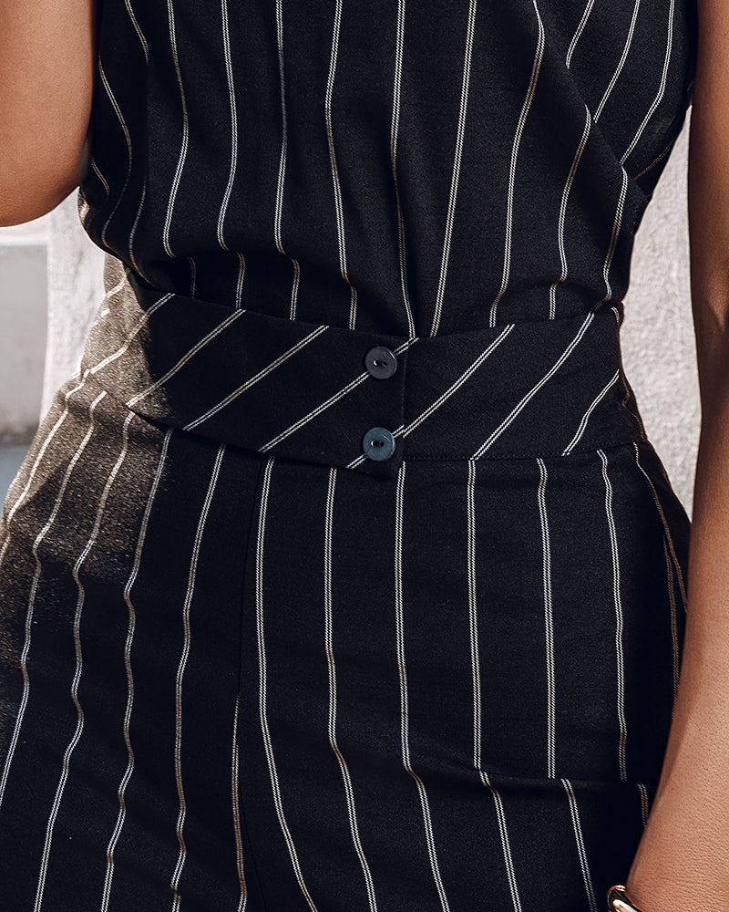 Women Striped Sleeveless Top + Pants Two-Piece Set 6