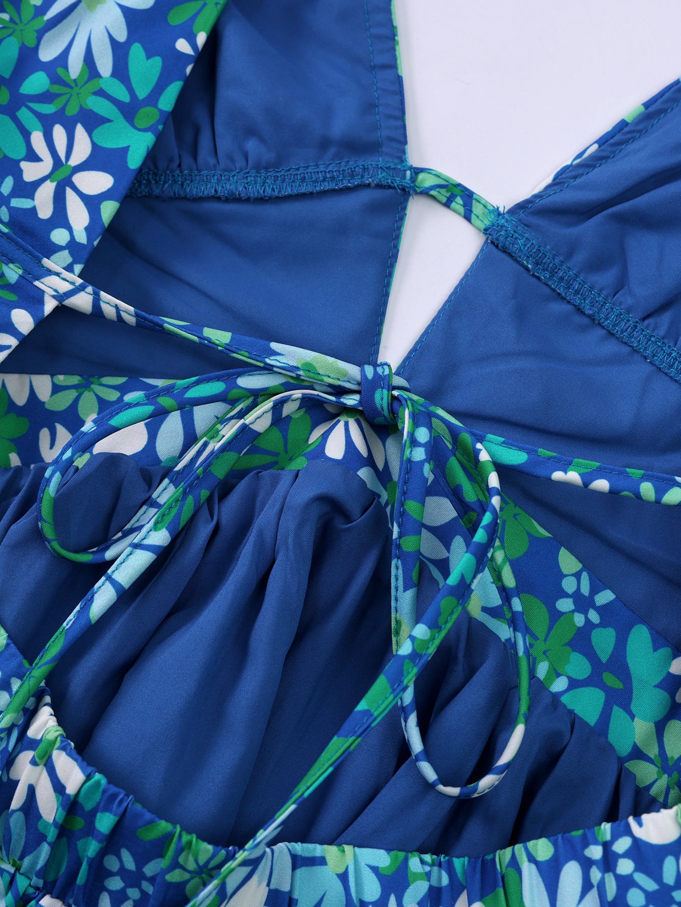 Women Halter Neck Lace-Up Print Sexy V-Neck Backless Dress 11