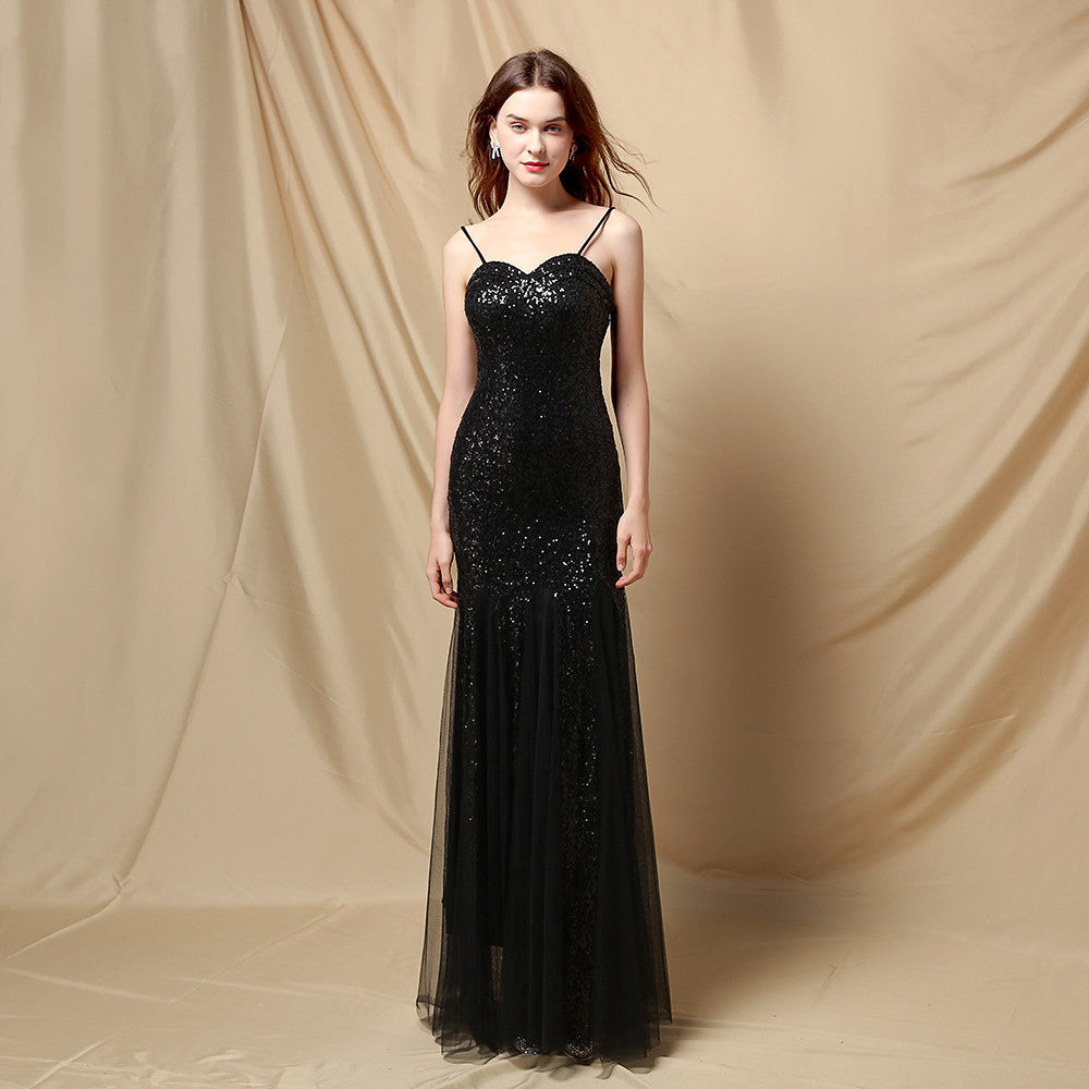 Summer Formal Sequins Strap Mermaid Evening Dress 11