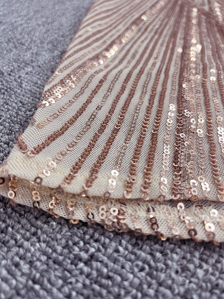 Women's Sleeveless Round Neck Luxury Rose Gold Party Dress Mermaid Glitter Long Plus Size Evening Gown 17