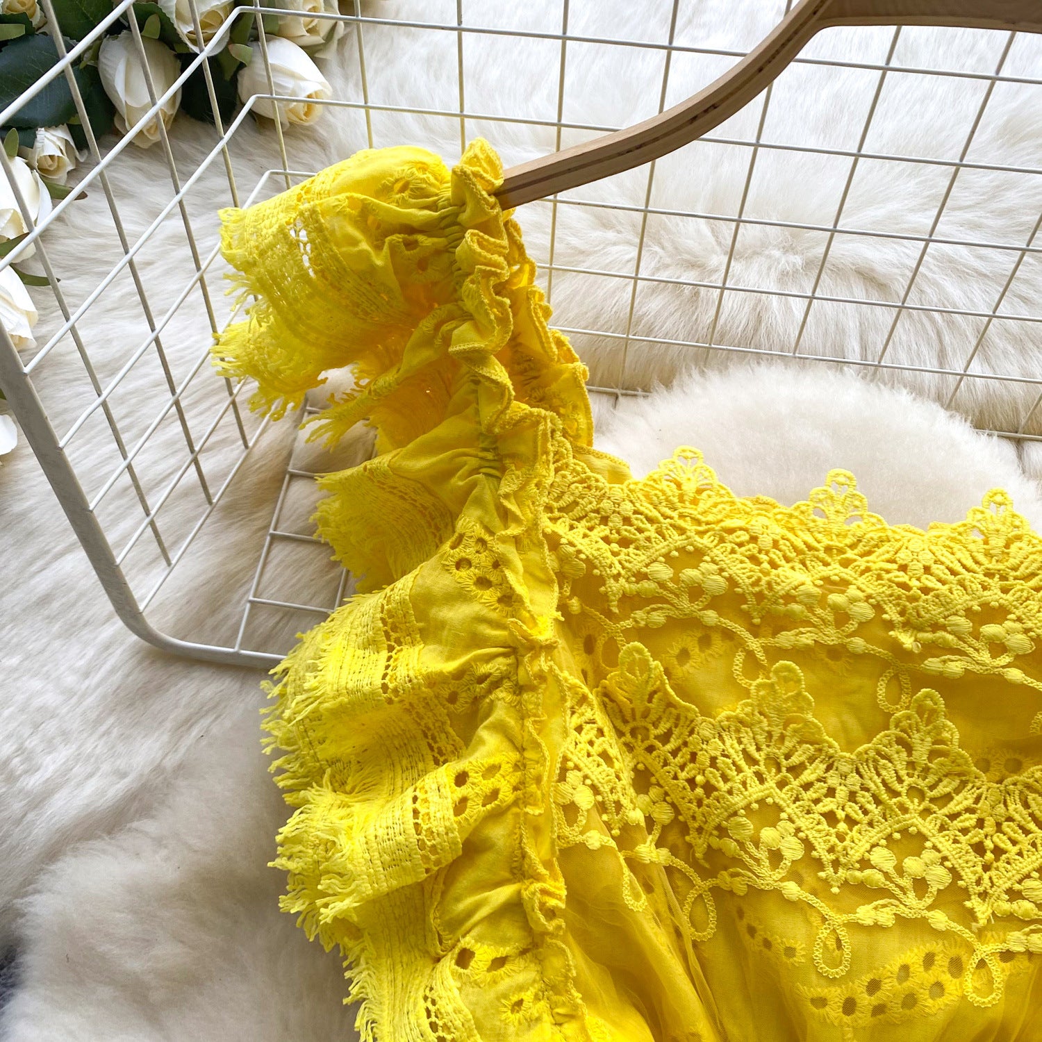 Women Summer French Lace Embroidered Dress 25