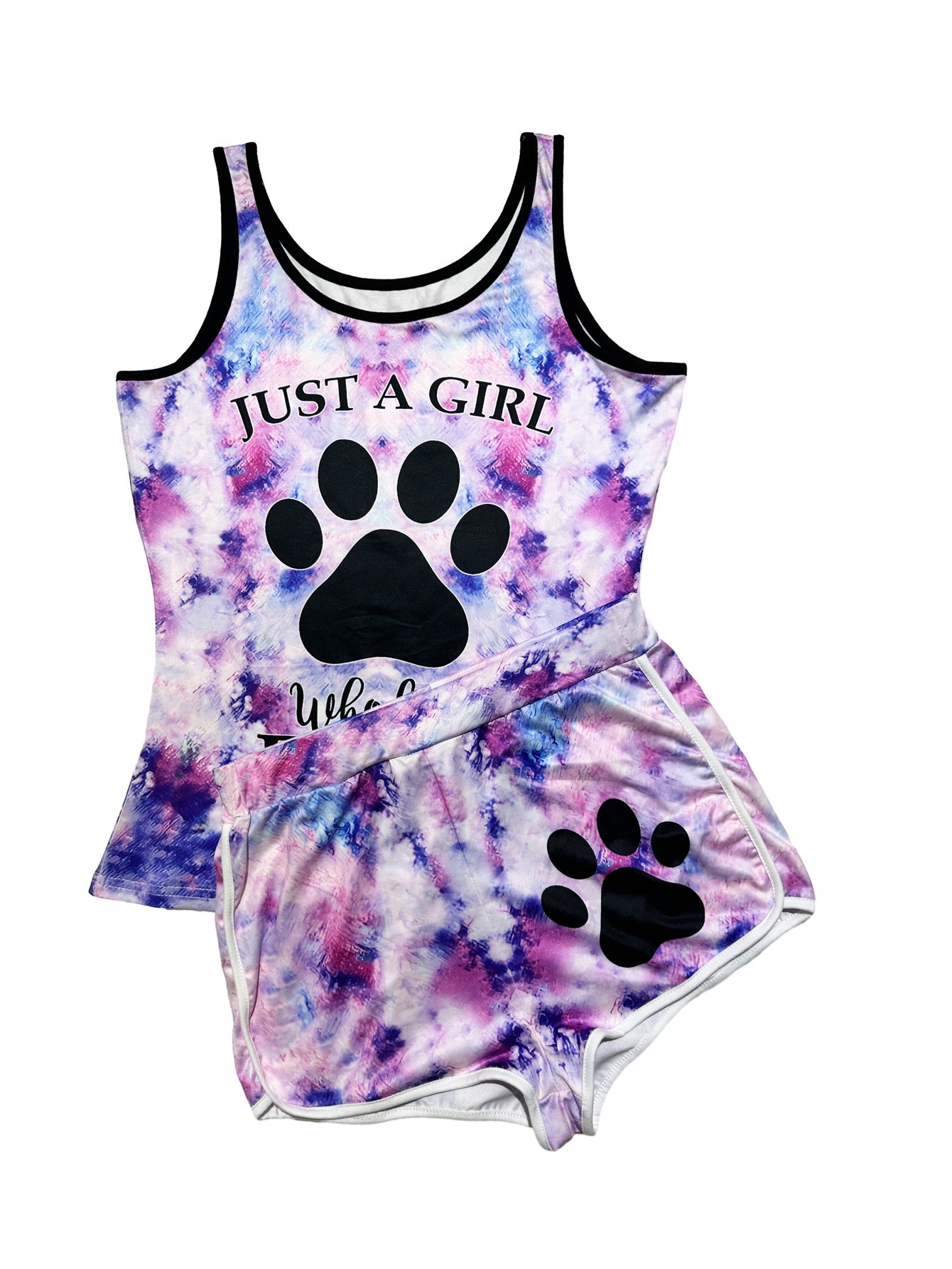 Women's clothing sexy tight fitting print vest shorts two-piece set 36