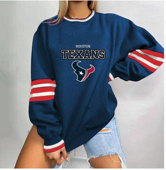 Spring Print Loose Casual Letter Round Neck Long Sleeve Loose T-Shirt 65