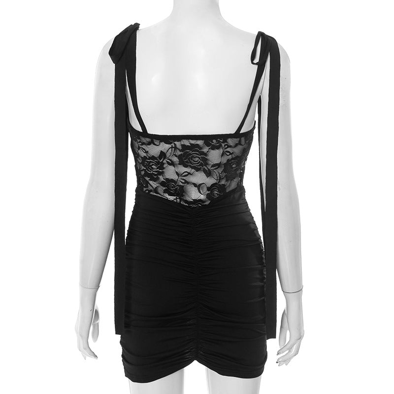 Women's Summer Sexy Lace Strap Mini Dress 8