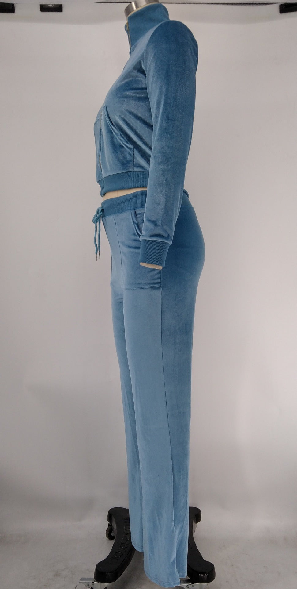 Women's Autumn Winter Velvet Zipper Pocket Two Piece Tracksuit 21