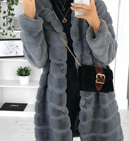 Fur Autumn Winter Faux Fur Long Hooded Fur Coat Women'S Coats 10