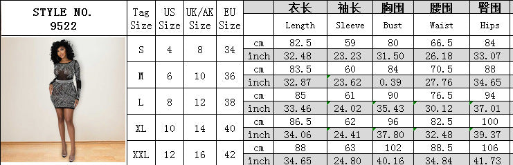 Fashion Sexy See-Through Mesh Beaded Dress 7