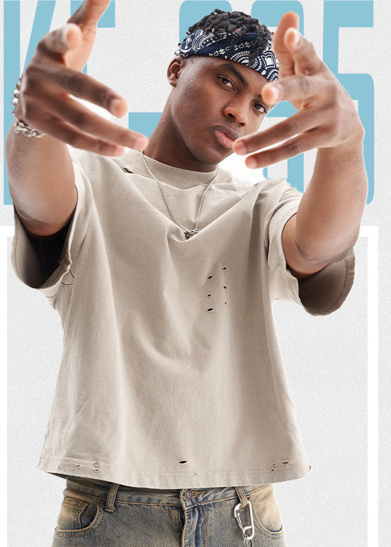 American Street Style Retro Youth Solid Color Men's Short-Sleeved T-Shirt 4